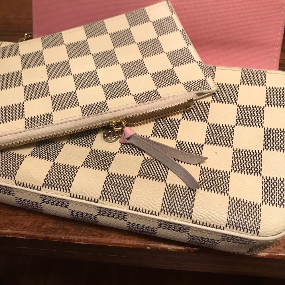 Louis Vuitton Cream and Gray Checkered Clutch